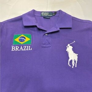 Polo by Ralph Lauren Purple Polo Shirt with Brazil Patch